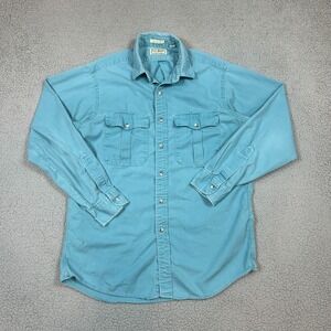 Vintage LL Bean Freeport Maine Long Sleeve Button Up Shirt Blue Mens Medium‎ USA
